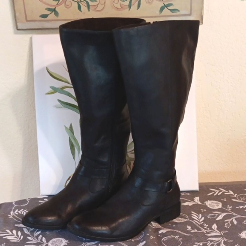 Born Saddler Black Knee-High Leather Boots Western. Coastal Cowgirl. Riding.